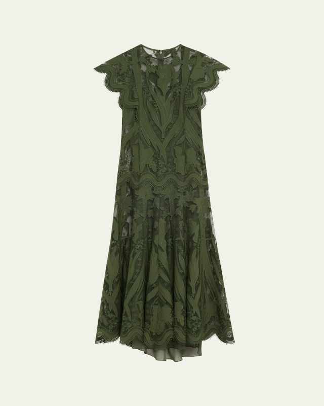Floral Embroidered Lace Scallop Dress